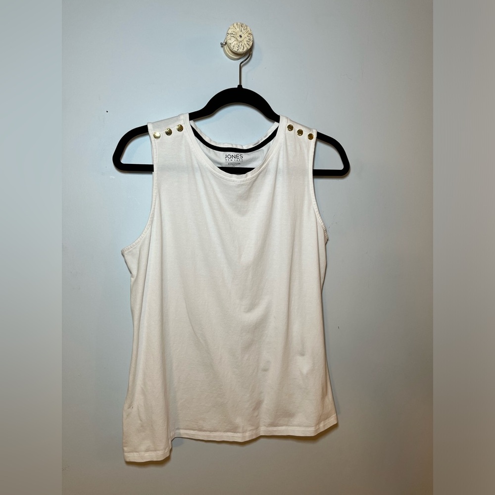 JONES NEW YORK SIGNATURE SLEEVELESS PULLOVER TOP BOATNECK BLOUSE. LARGE